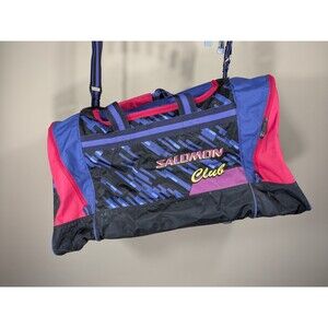Vintage Salomon Club Large Ski Duffle Bag 28" Neon Purple Pink Retro Colorblock